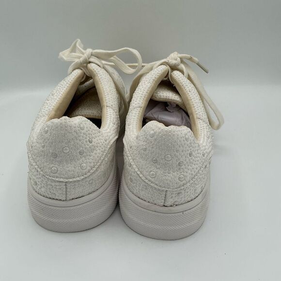 Elegant White Pearl Women's Sneakers size 8.5 New - Picture 3 of 6
